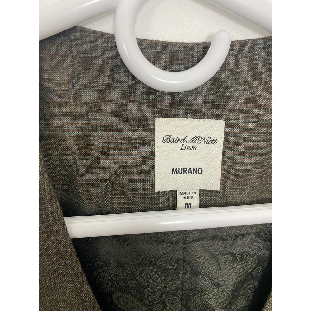 Men Baird McNutt Murano linen plaid button up dress vest M